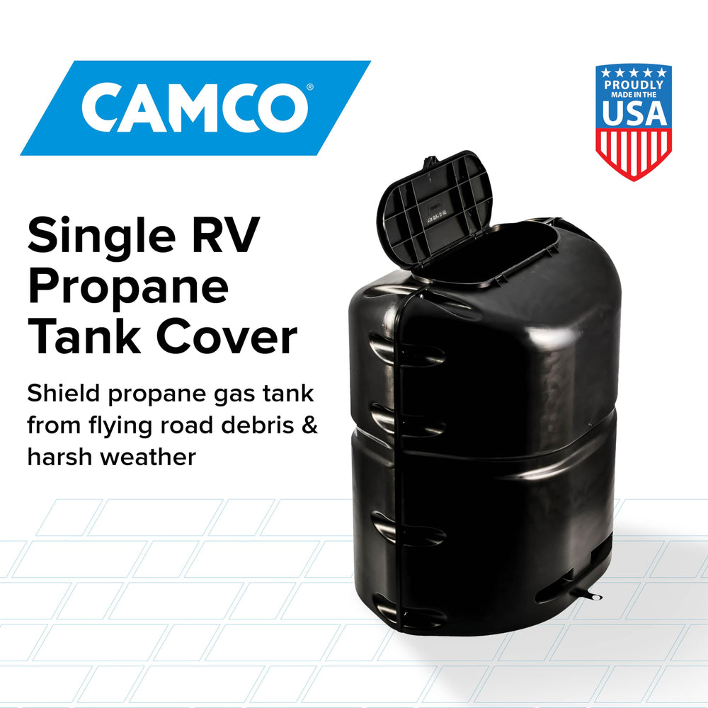 Camco cover label and dimensions for easy identification and correct sizing