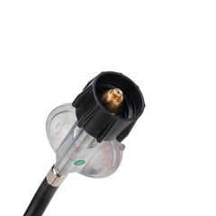 Camco 12-foot hose fully extended to demonstrate reach and flexible installation benefit