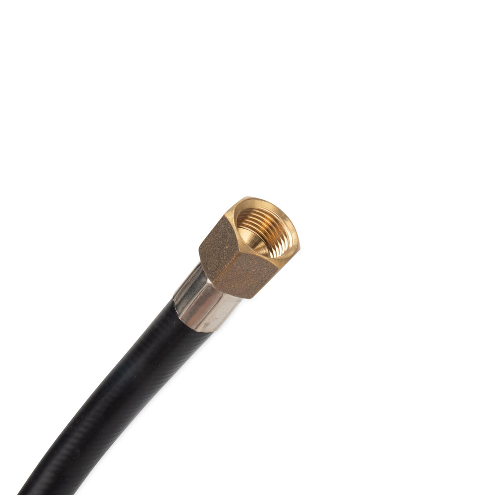 Close-up of Camco 3/8 inch female flare swivel nut for leak-resistant appliance hookup