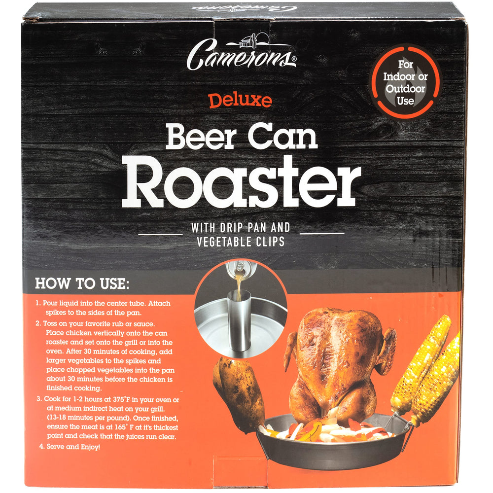 Camerons chicken on roaster in oven producing crisp, juicy results