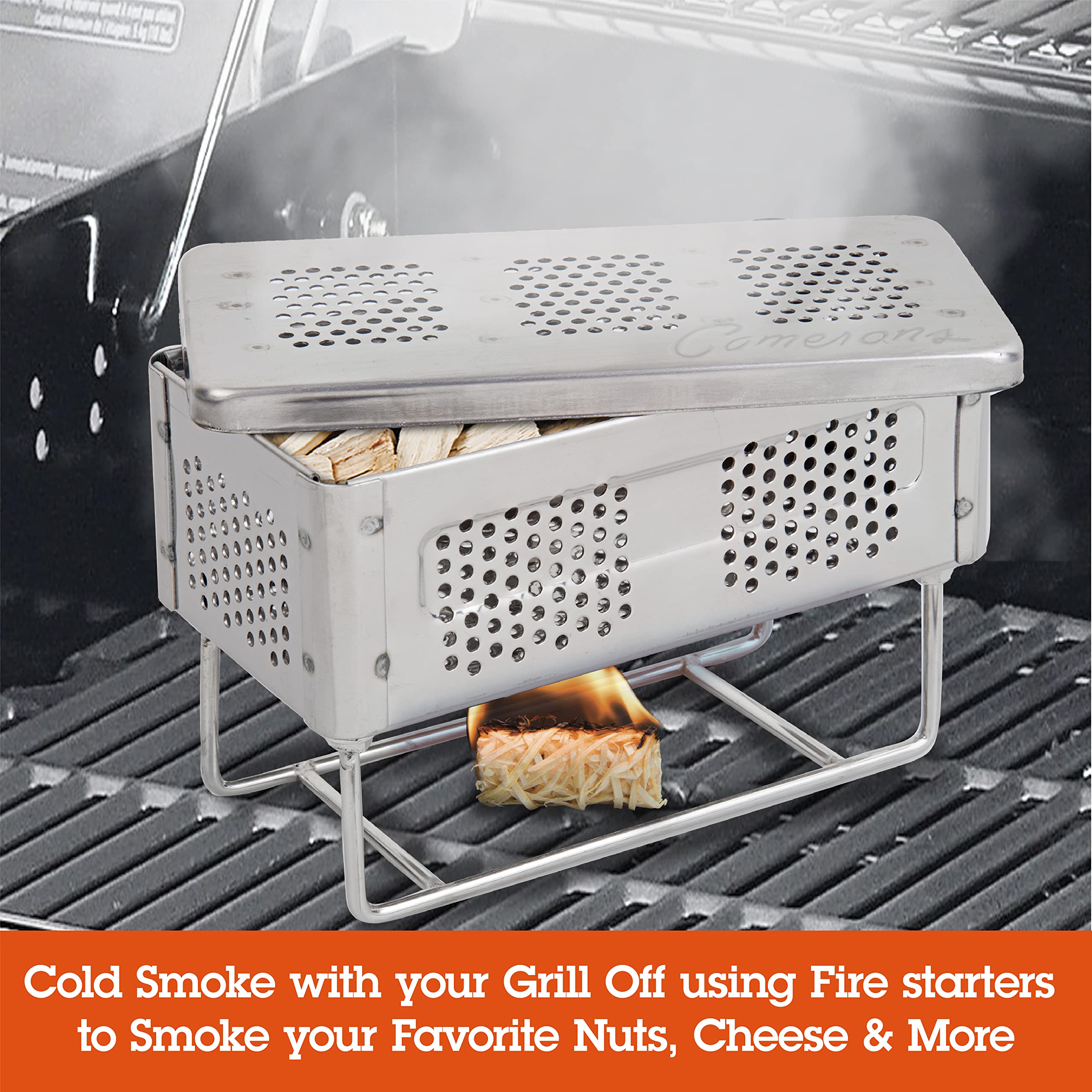 Camerons Flip cold smoke setup demonstrating low-temperature smoking