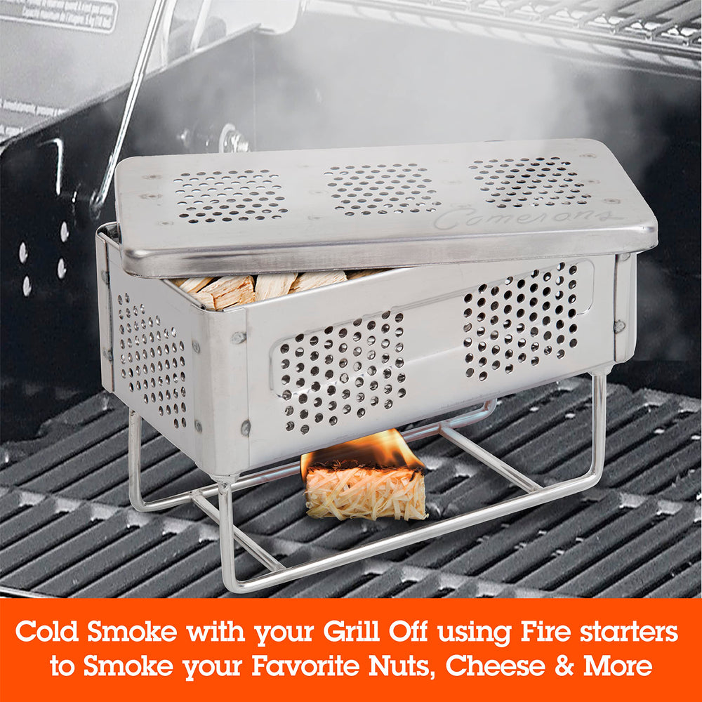 Camerons Flip cold smoke setup demonstrating low-temperature smoking