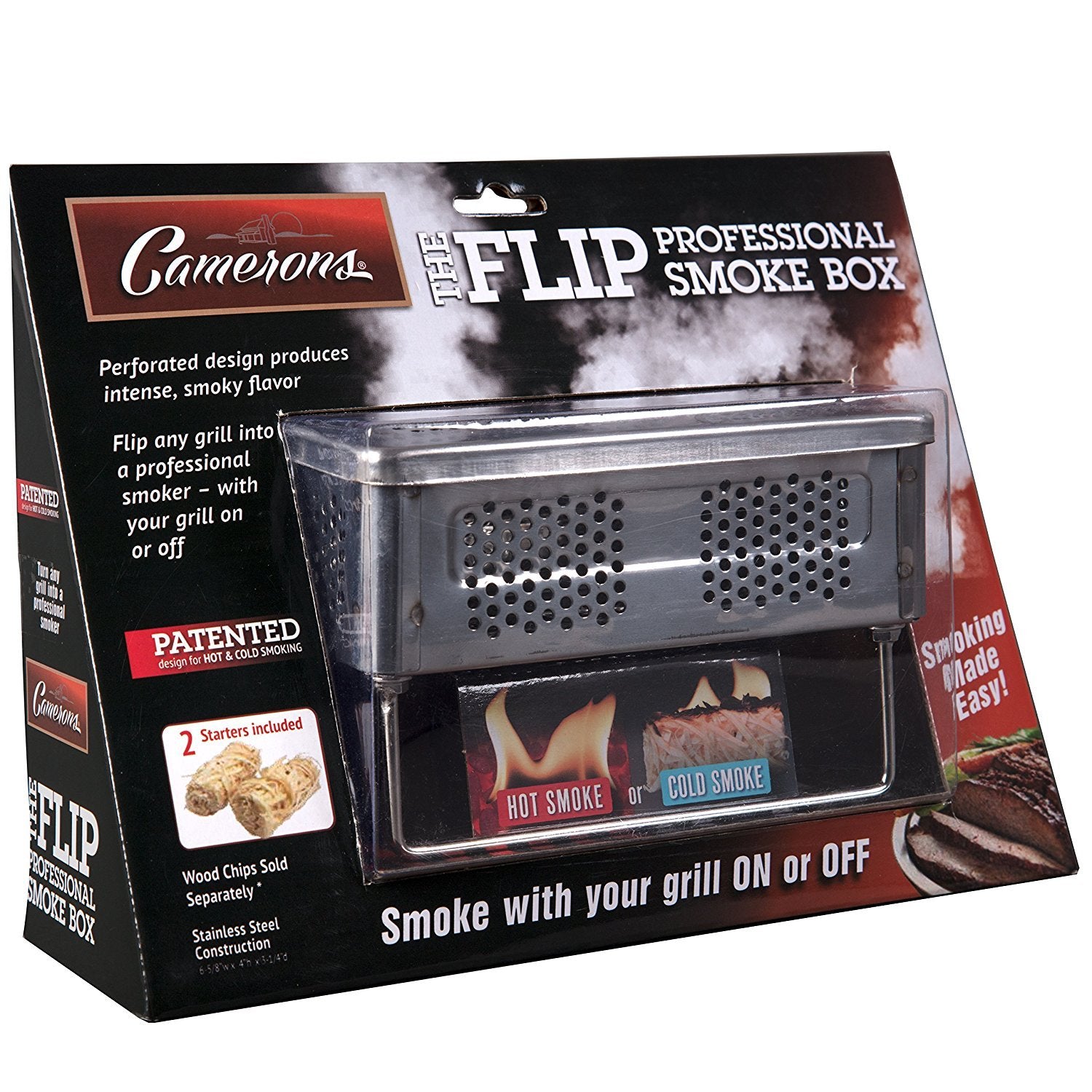 Camerons Flip firestarters included to help start smoke quickly