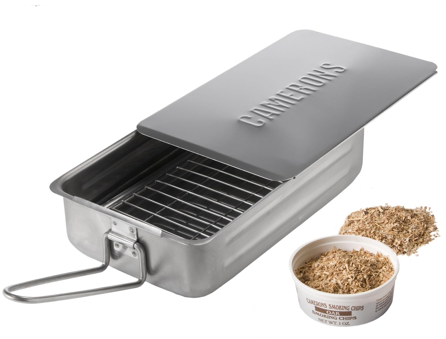 Camerons Gourmet Mini on stovetop in kitchen setting showing portable indoor smoking convenience