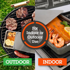 Camerons oak wood chips pack placed beside smoker showing ready-to-use natural oak smoke flavor