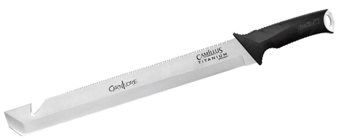 Camillus machete front profile highlighting titanium-bonded blade durability