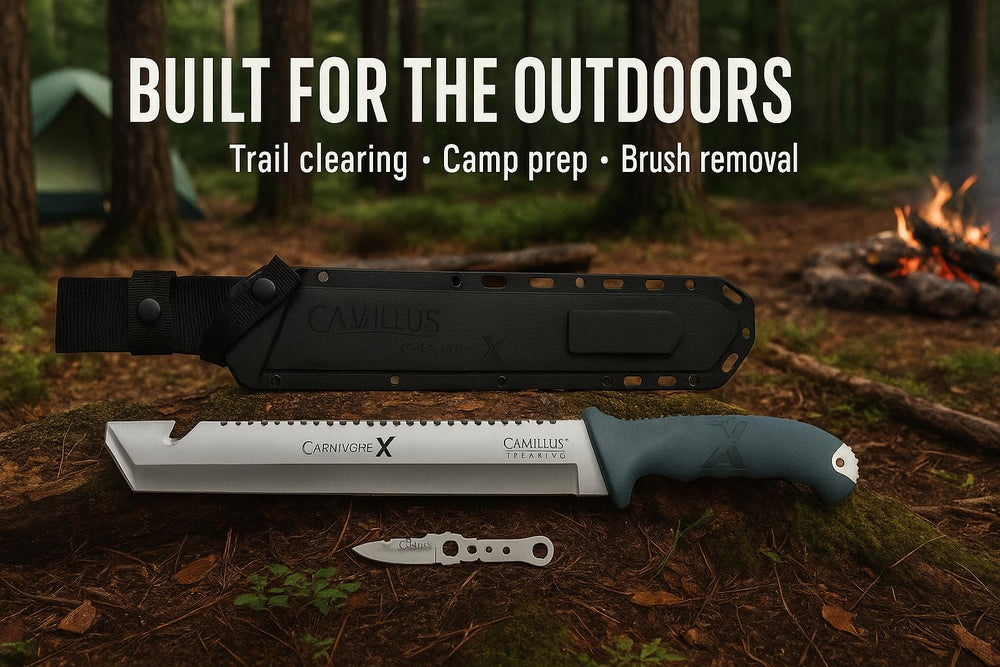 Camillus textured gray handle grip close-up for secure handling in wet conditions