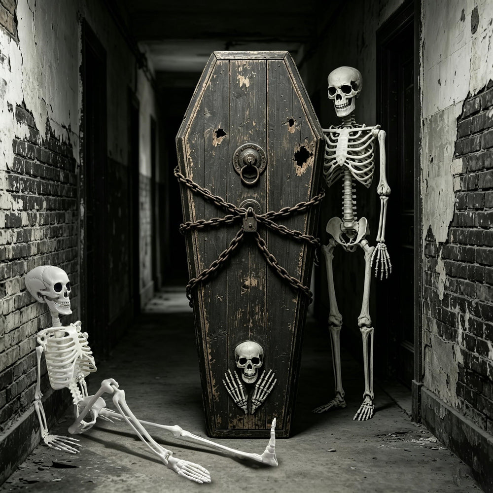 CAMIRUS pair of skeletons staged in yard creating layered Halloween display