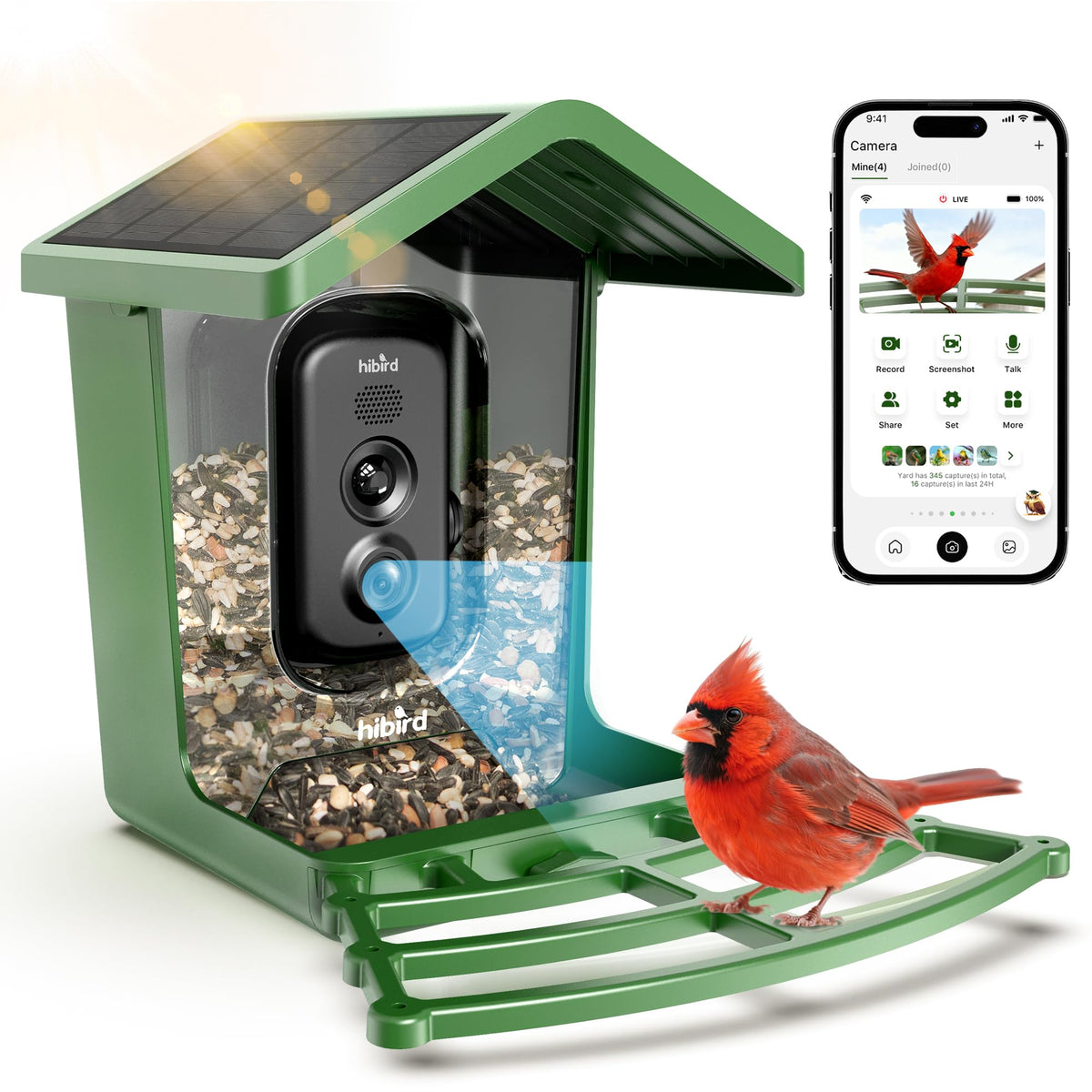 Camojojo Hibird front view showing feeder and camera for easy observation