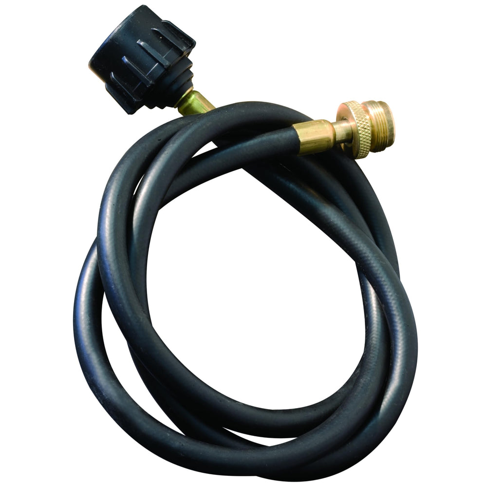Camp Chef adapter front view showing compact design and easy hookup benefit