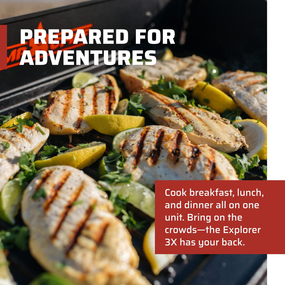 Camp Chef detailed shot of cast-aluminum burner delivering even high-heat performance