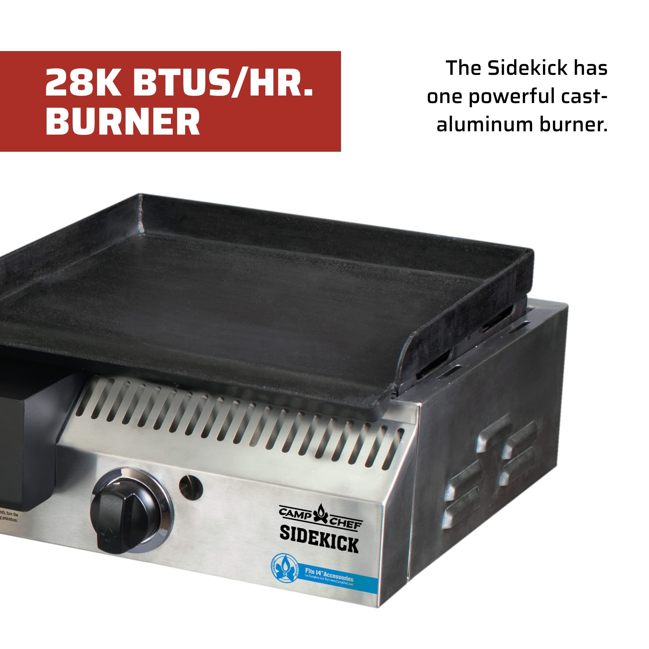 Camp Chef Sidekick propane tank holder detail for secure independent fuel use