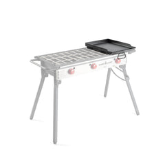 Camp Chef top surface close-up showing smooth 14x16 griddle for even searing