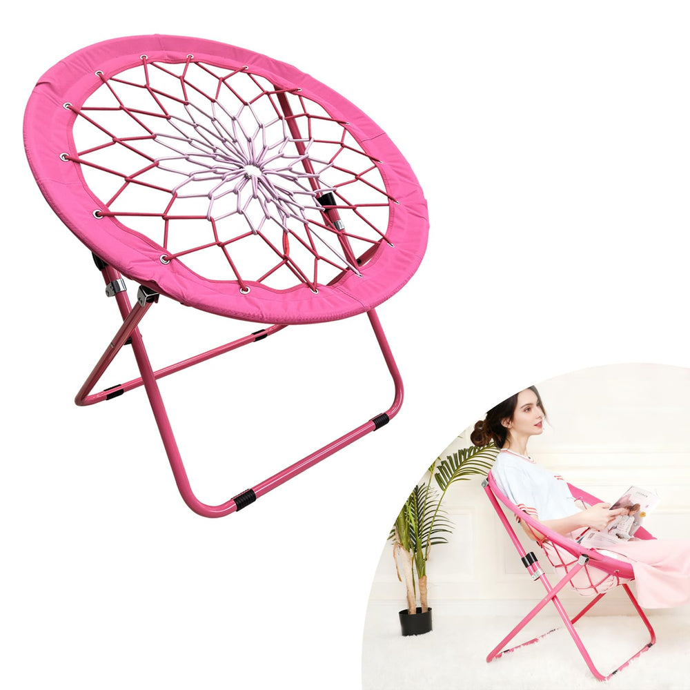 Camp Field pink chair front view showing compact portable seating benefit