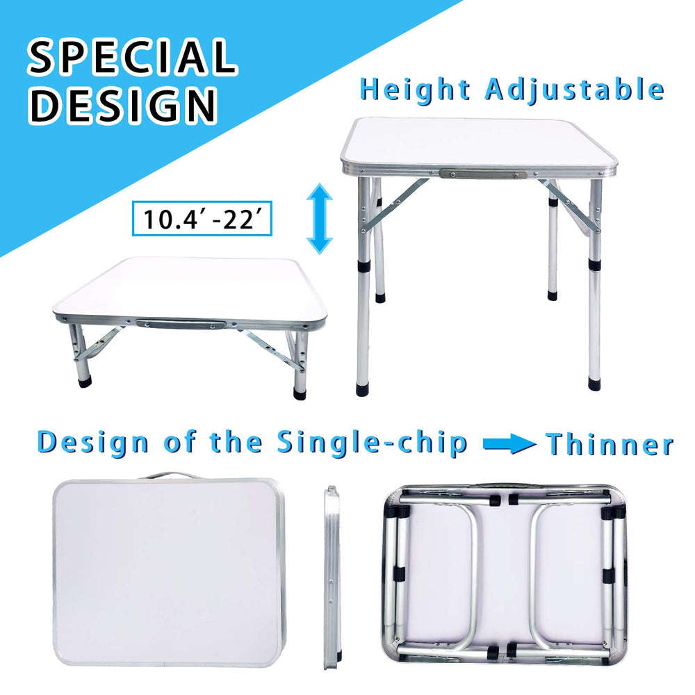 Camp Field folded flat table demonstrating slim packed profile for convenient transport