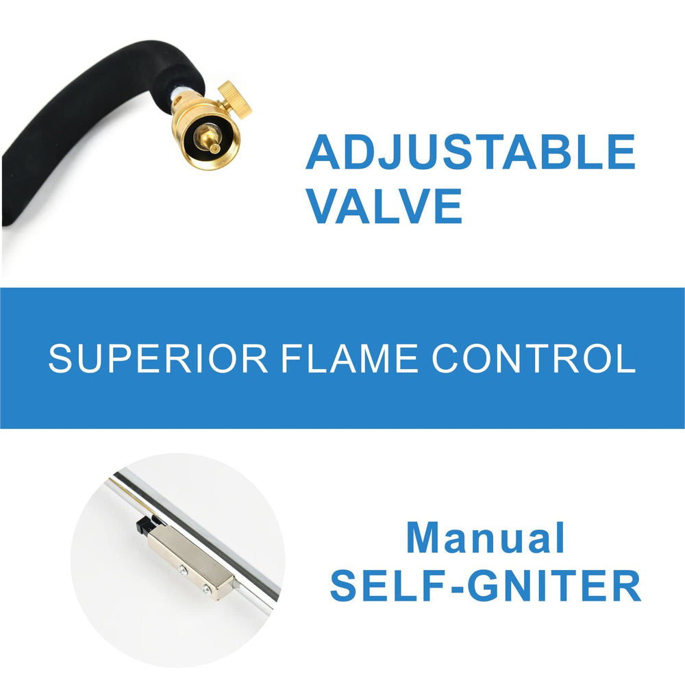 CAMPFIRE torch next to hand showing lightweight size and balance