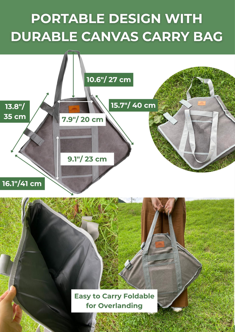 CAMPINGMOON canvas carry bag with grill parts for organized travel convenience