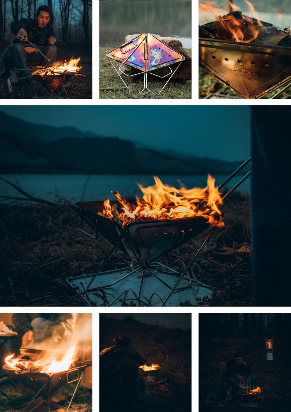 CAMPINGMOON fire pit burning wood showcasing efficient airflow and reduced smoke