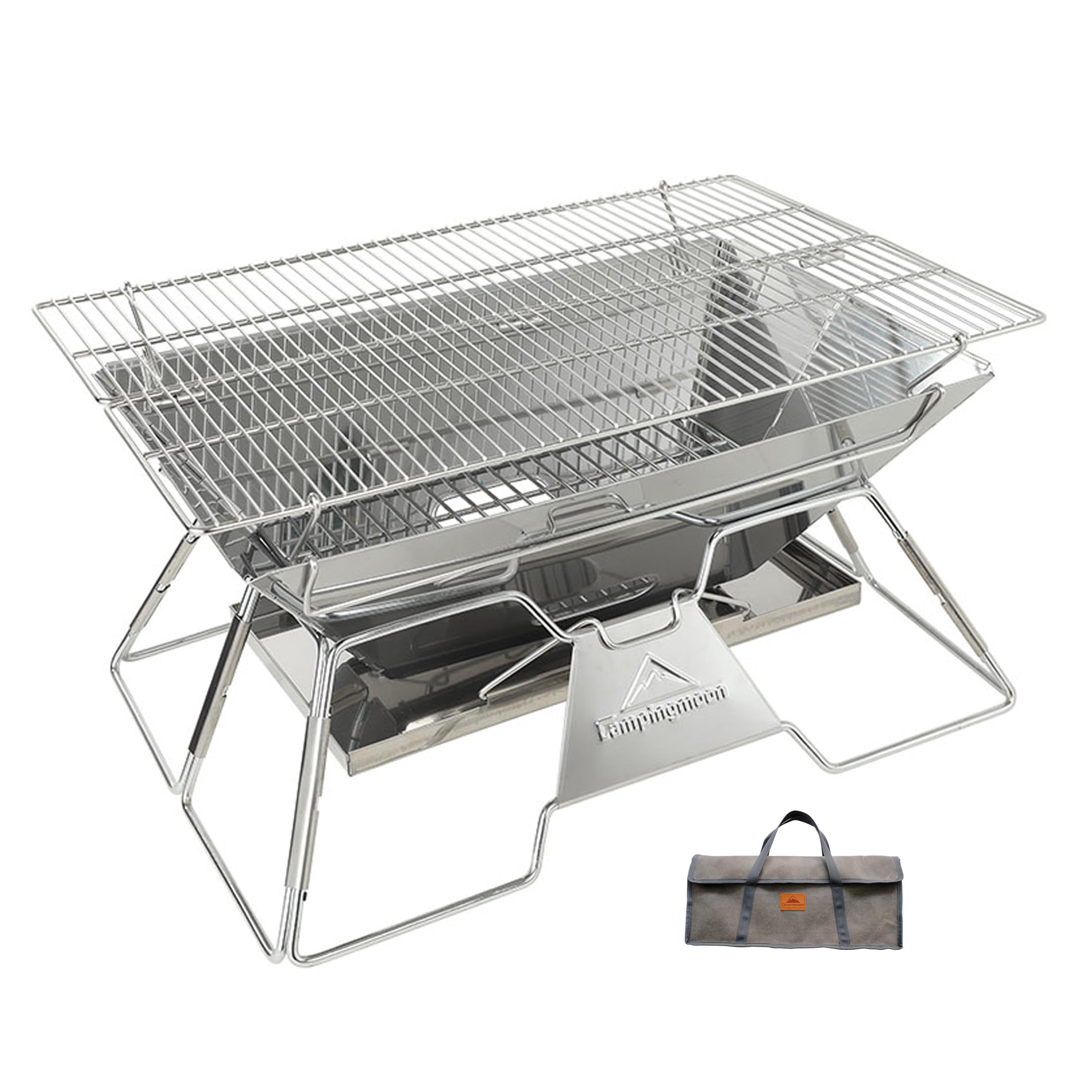 campingmoon MT-3 front view showing sturdy stainless steel and large cooking area for group meals