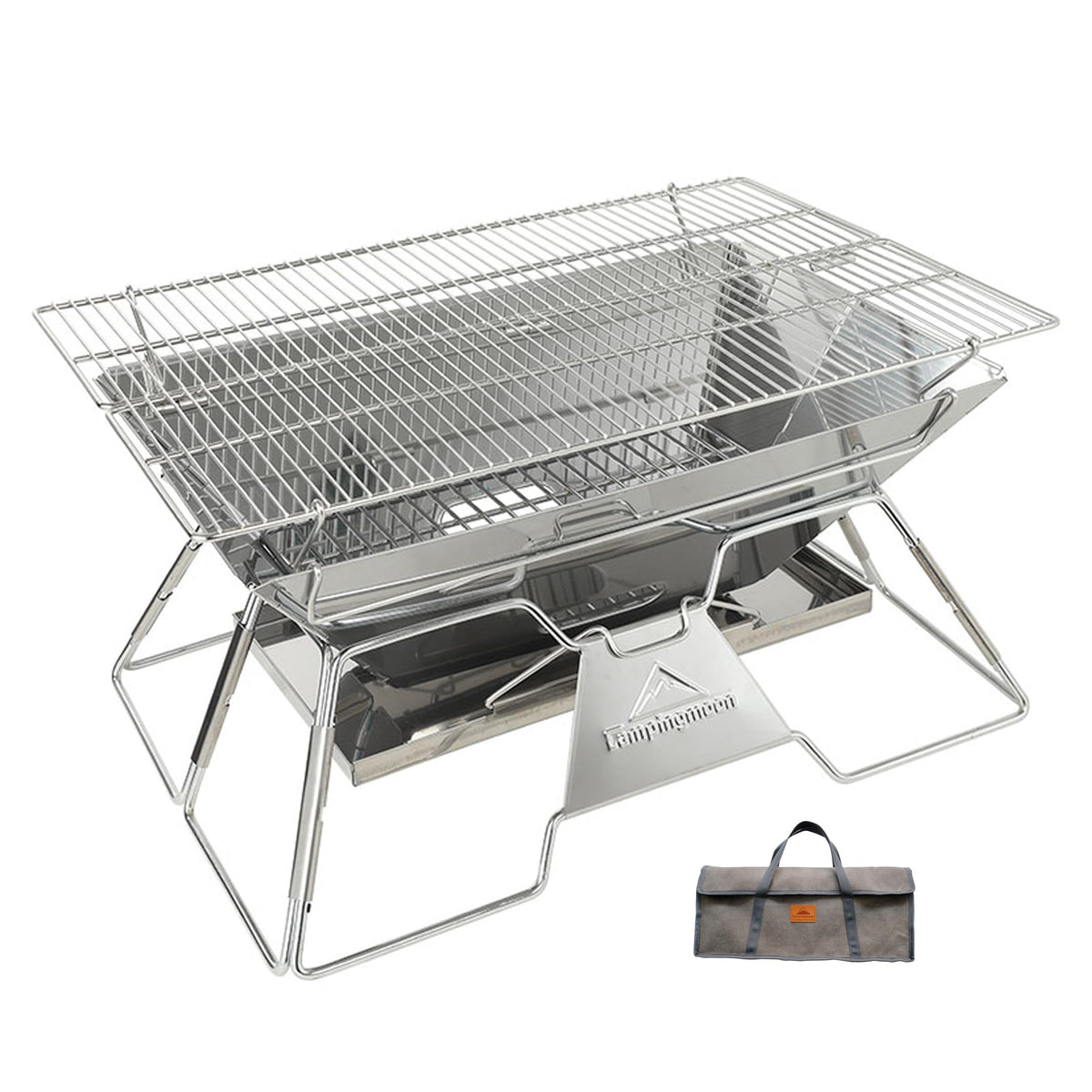 campingmoon MT-3 front view showing sturdy stainless steel and large cooking area for group meals