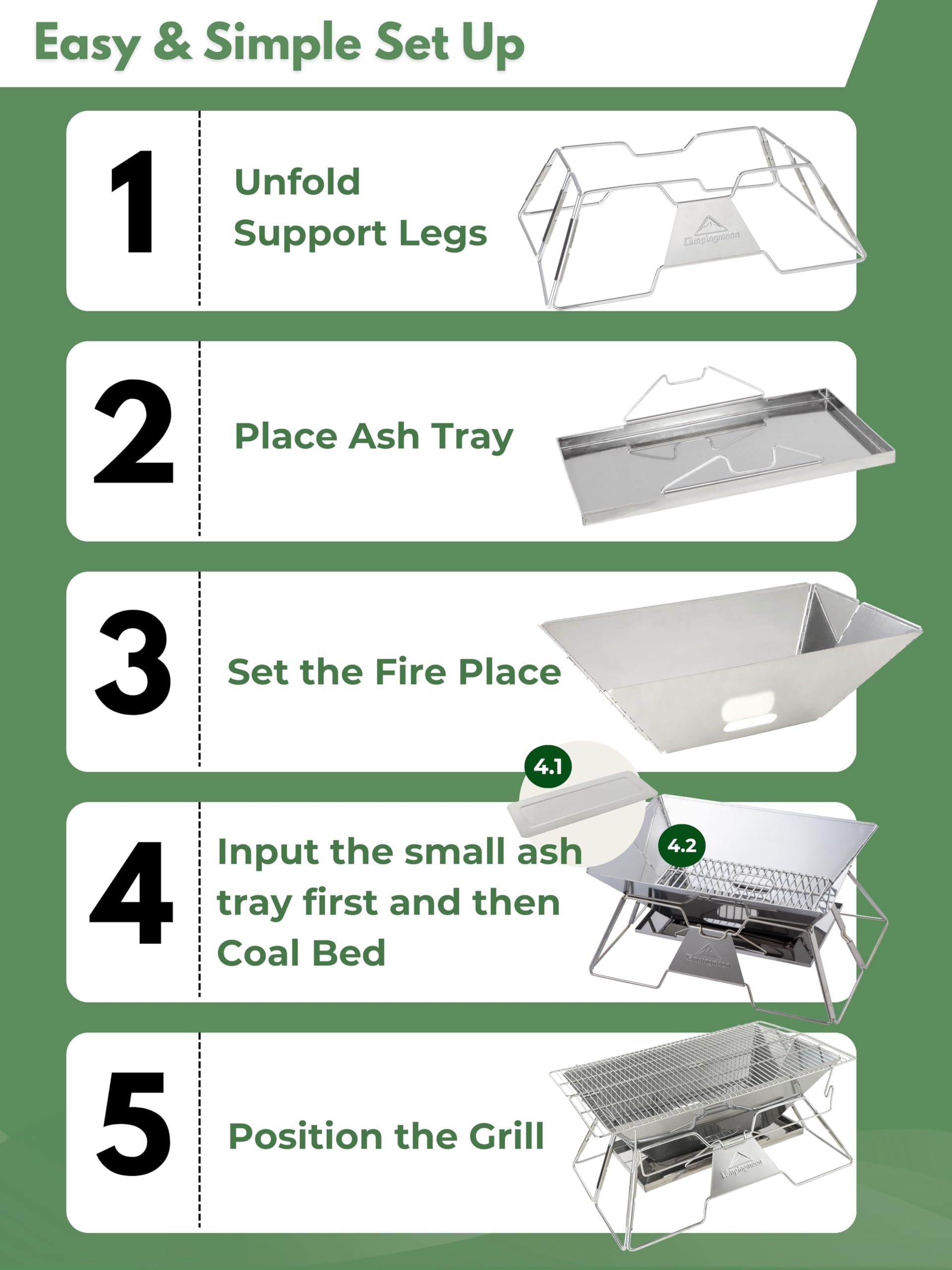 campingmoon MT-3 next to backpack to show folded size scale and portability for backpackers
