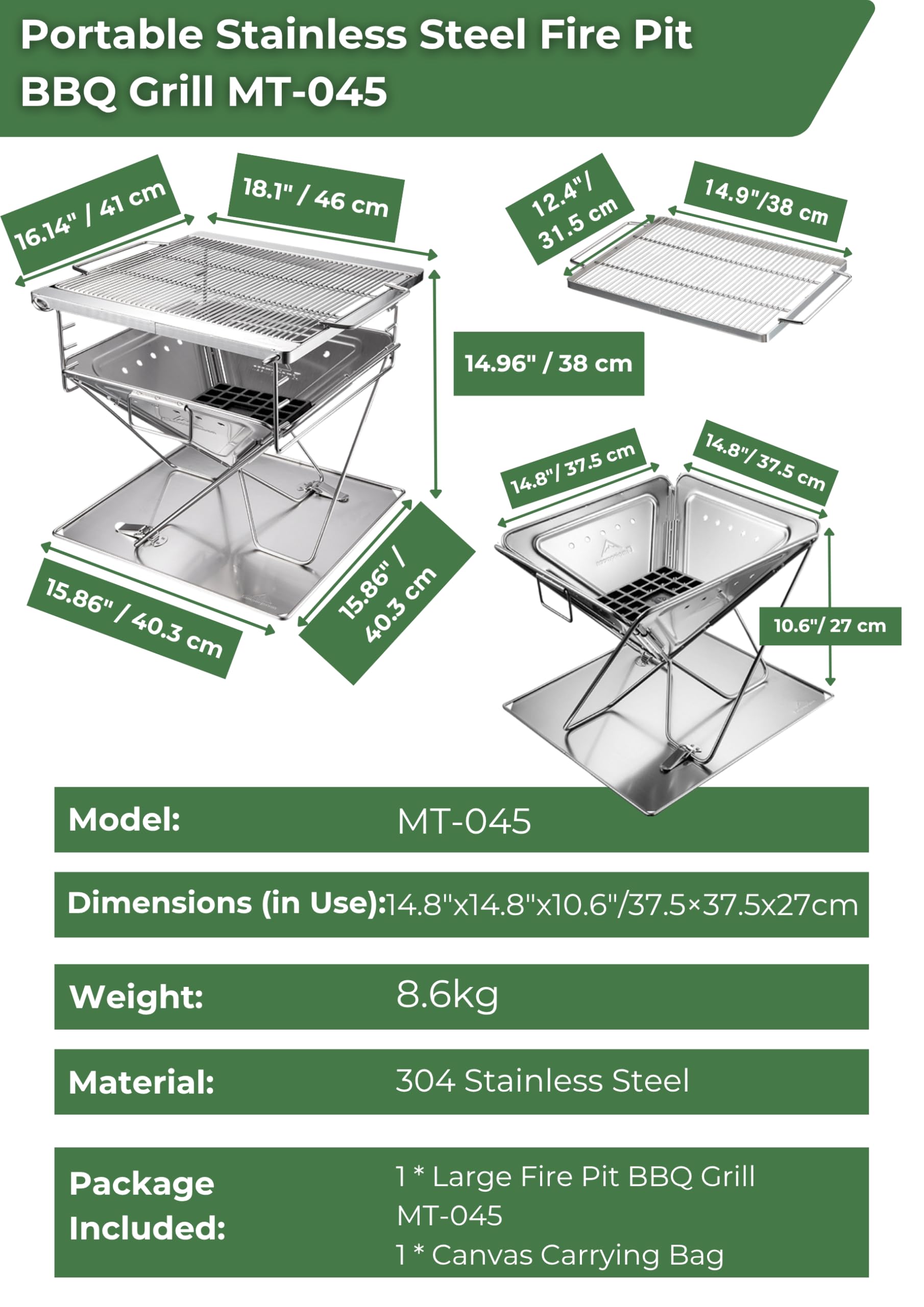CAMPINGMOON size comparison with person illustrating compact folded dimensions
