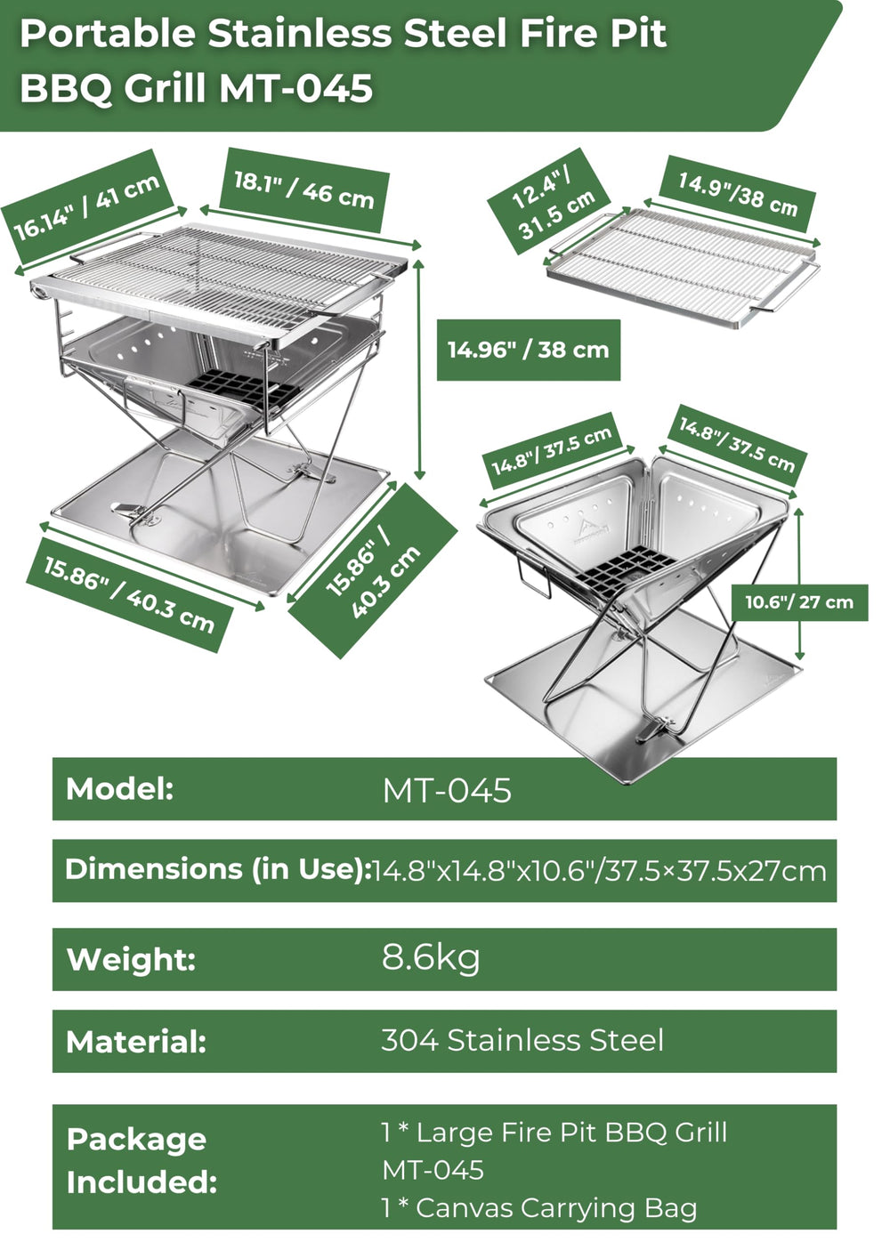CAMPINGMOON size comparison with person illustrating compact folded dimensions