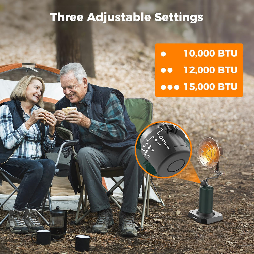 CAMPLUX on rocky ground with stand emphasizing outdoor stability