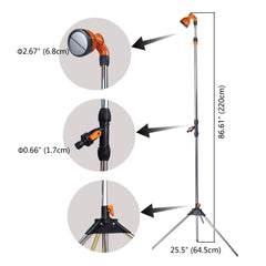 CAMPLUX tripod base driven into sand providing secure outdoor stability