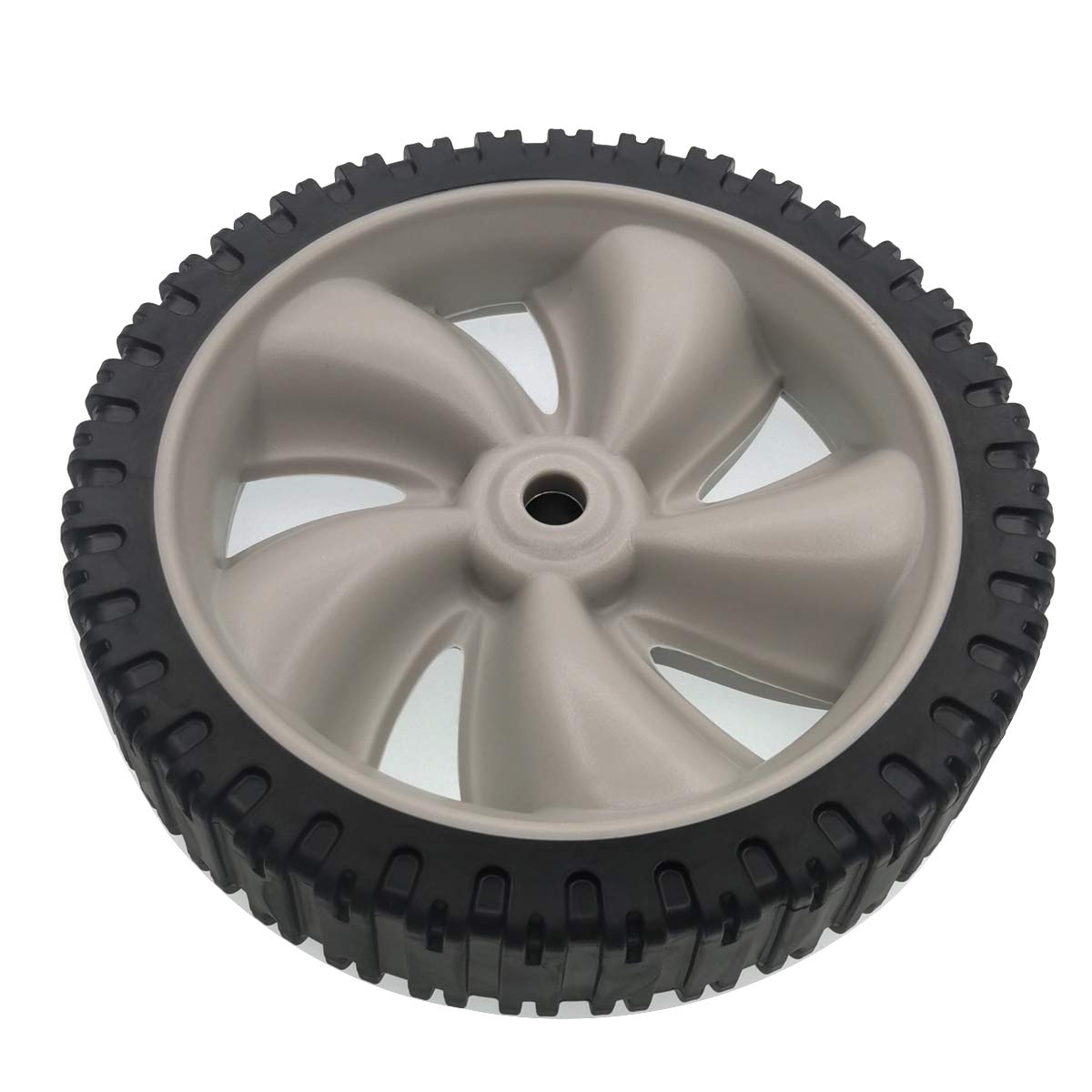Cancanle wheel installed on mower axle showing restored rolling performance