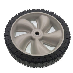 Cancanle wheel installed on mower axle showing restored rolling performance