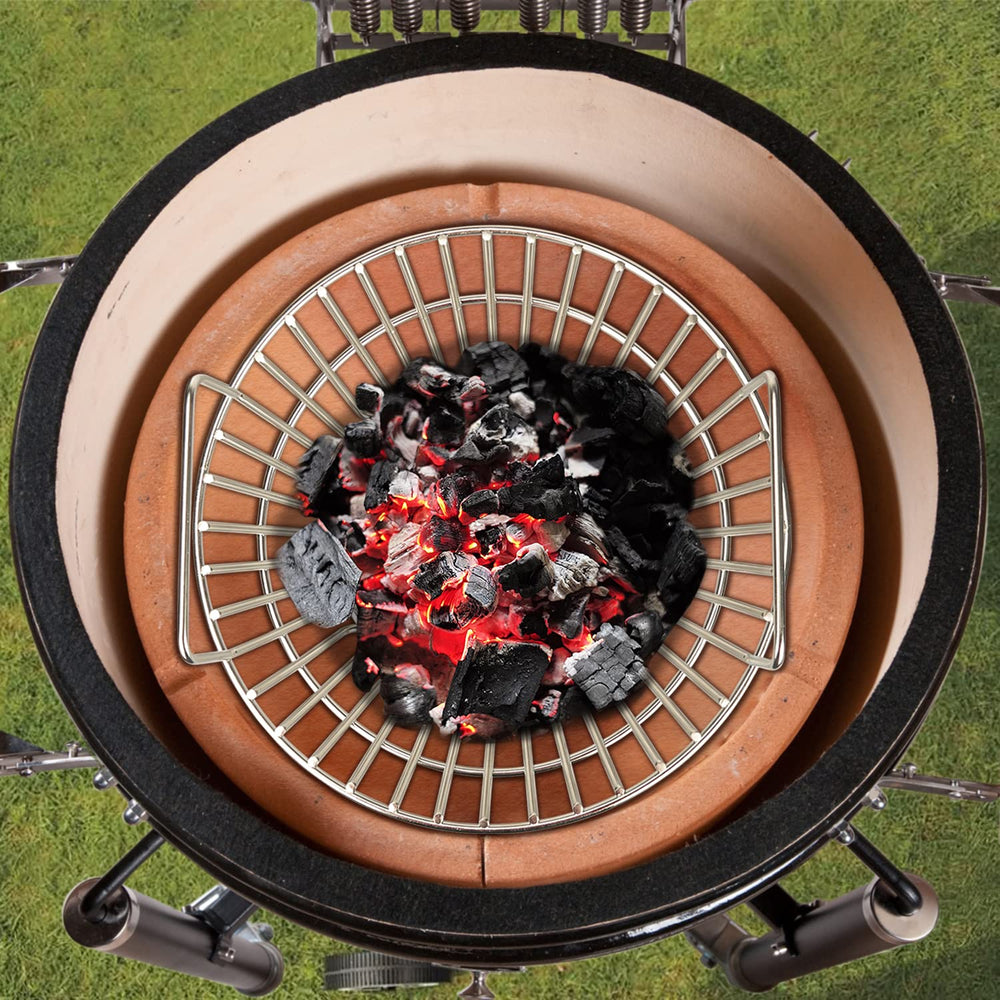 CANDANA top-down grid view showing wire spacing that retains small charcoal