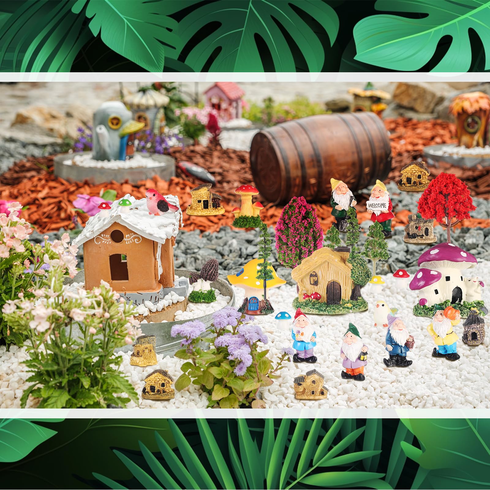 Canlierr finished fairy garden on table adding whimsical decor charm