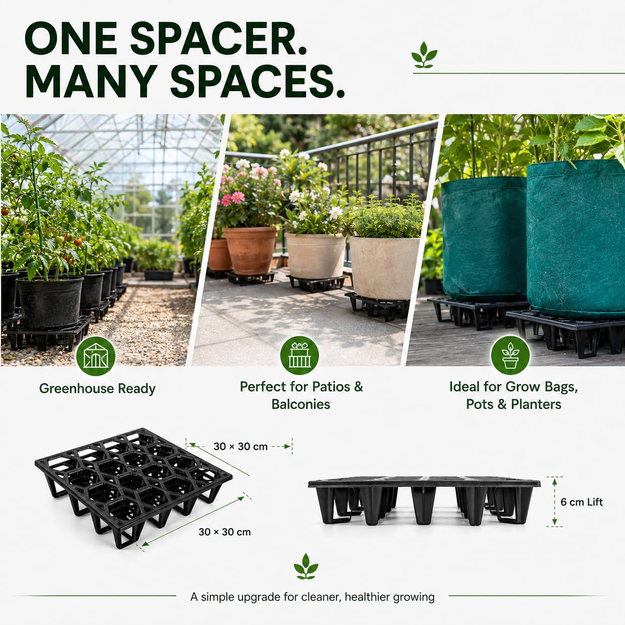 Cannrise risers on balcony with plants demonstrating tidy, stain-free deck