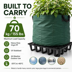 Cannrise risers supporting several pots highlighting stable airflow benefit
