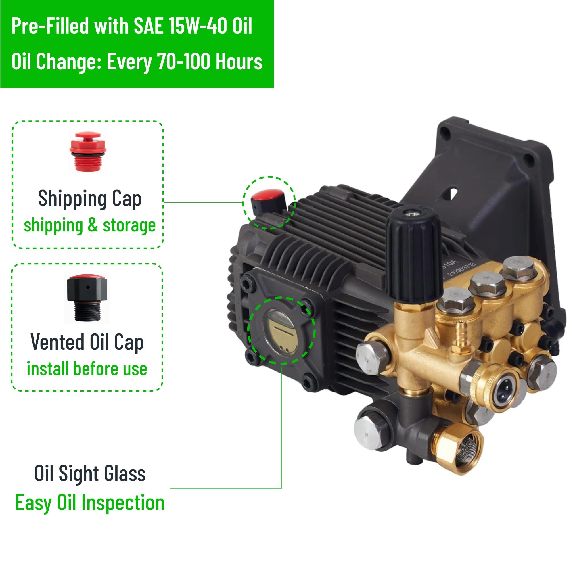 CANPUMP pump installed on pressure-washer frame illustrating ready-to-use replacement