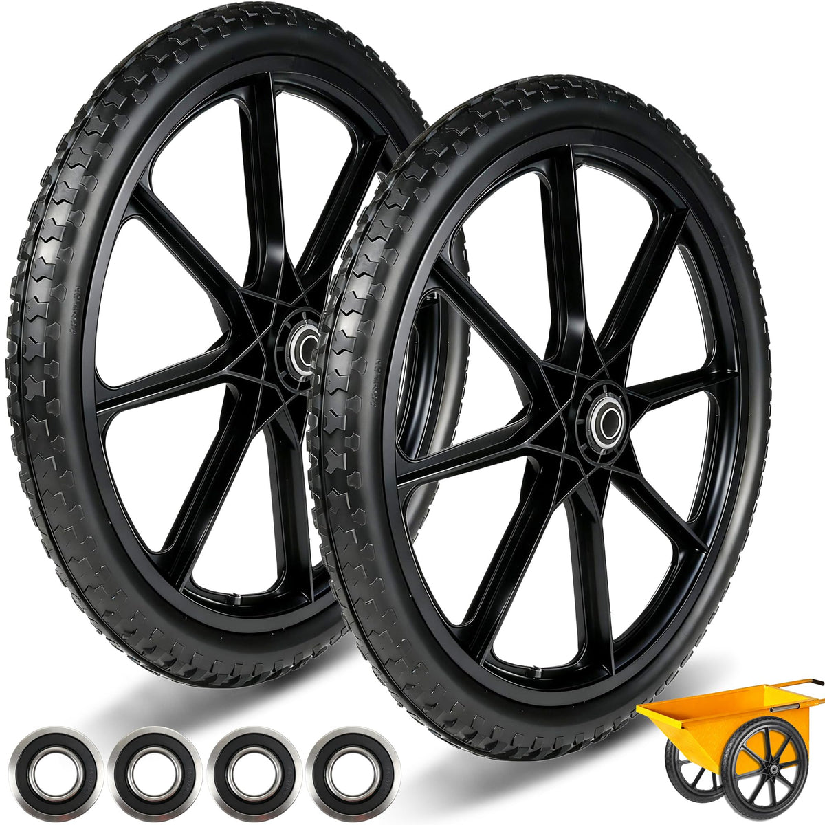 CANWUPON front view of 20-inch wheel pair showing ready-to-fit design and durability
