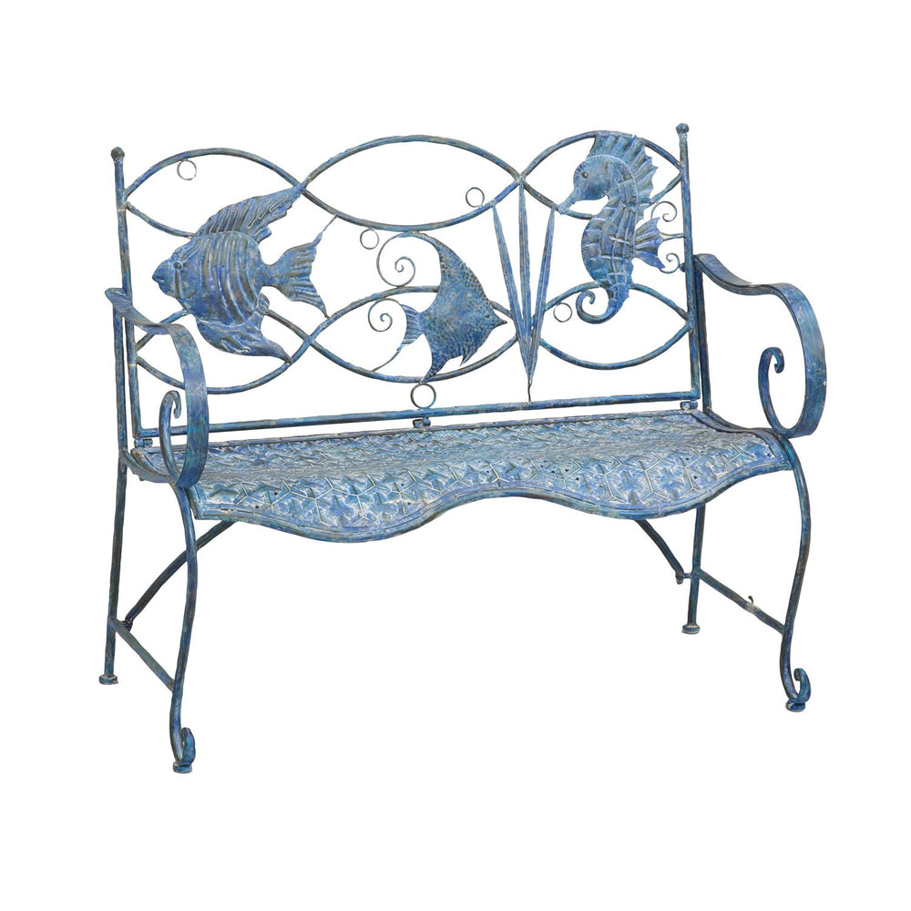 Cape Craftsmen bench front view showing blue fish design and durable finish