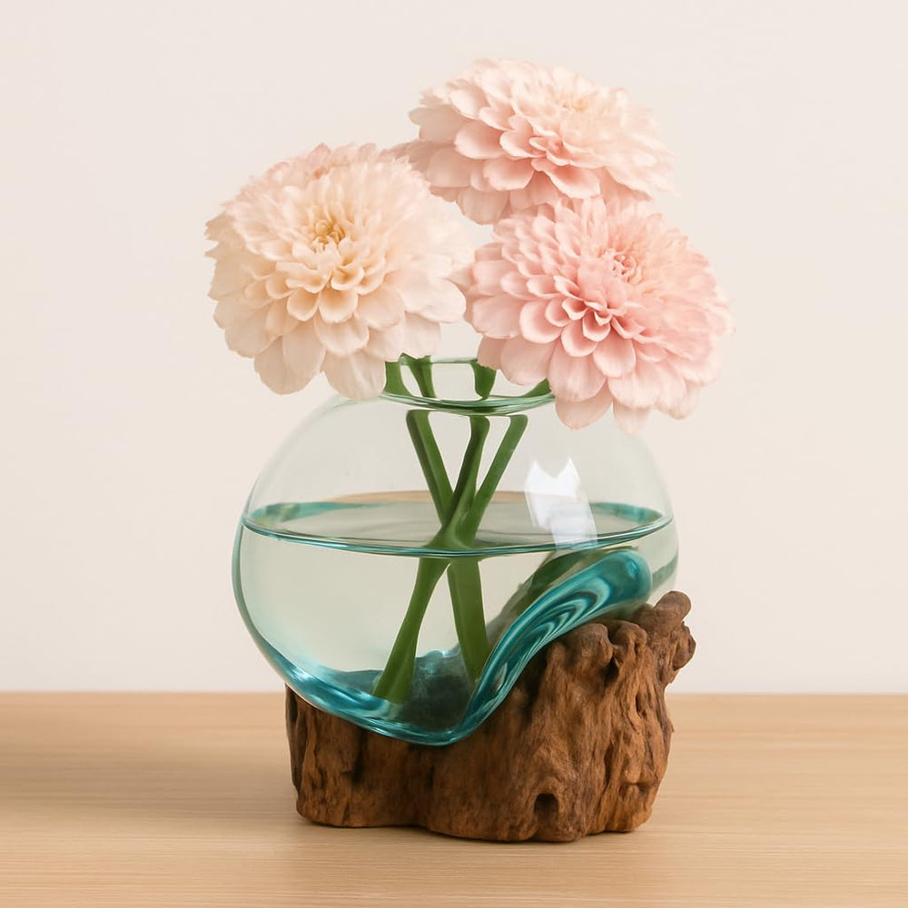 Cape Craftsmen driftwood base detail showing snug fit and natural stability benefit