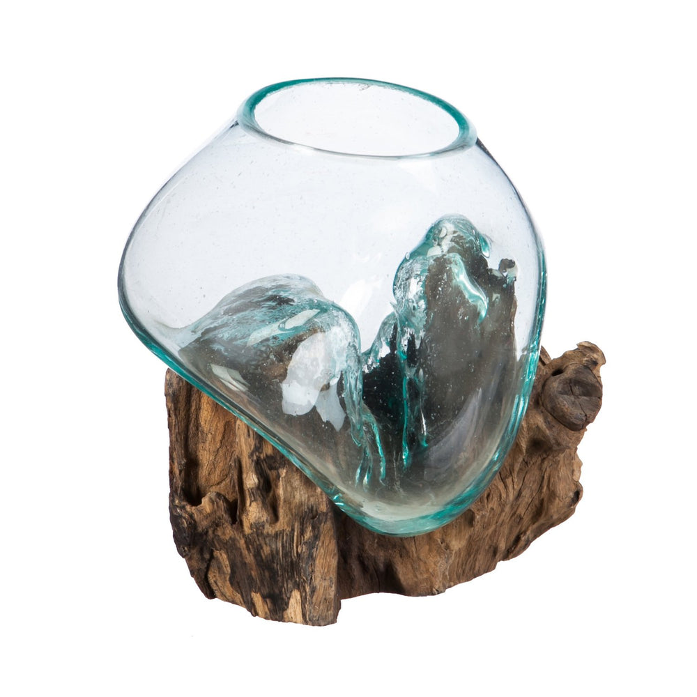 Cape Craftsmen front view blue bubble glass terrarium showing elegant planter benefit