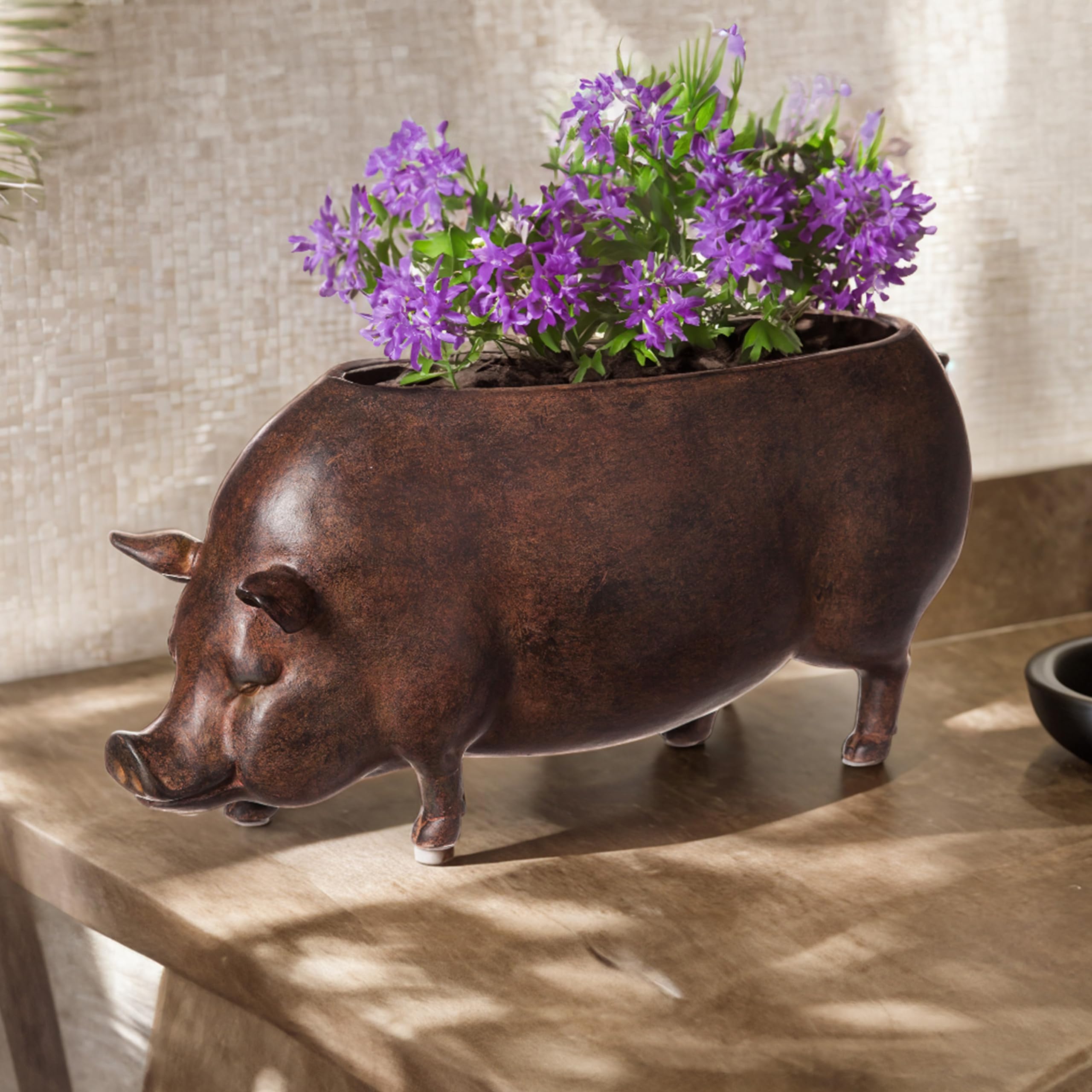 Cape Craftsmen planter side profile showing dimensions and decorative label clarity
