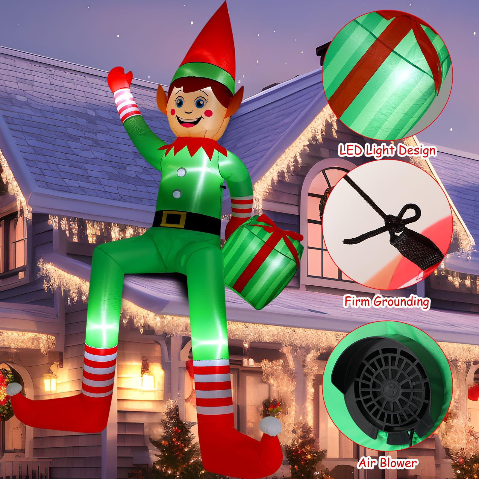 Capoda elf beside house illustrating 11.8 ft size and visibility