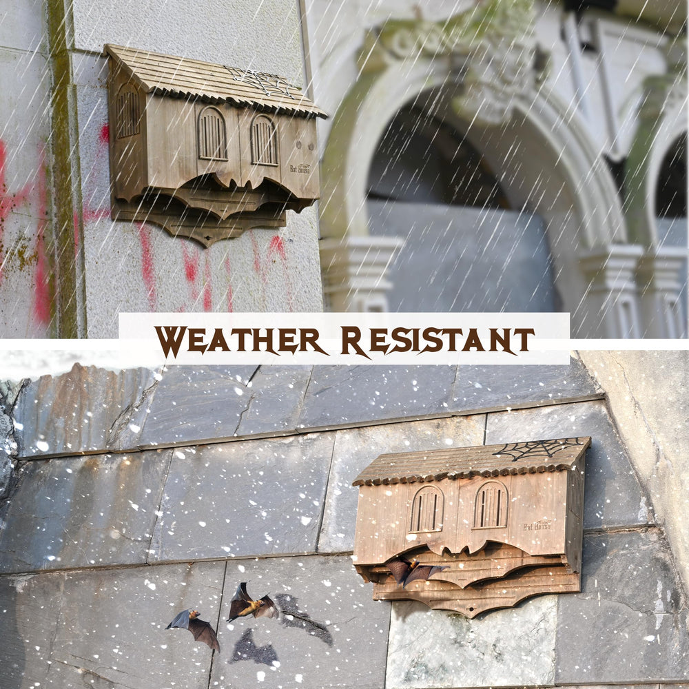 Capruzad castle bat house mounted in garden showing wildlife-friendly decorative accent