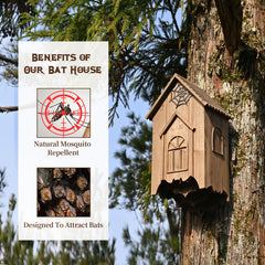 Capruzad bat house tower closeup showing wood texture and craftsmanship benefit: durable outdoor use