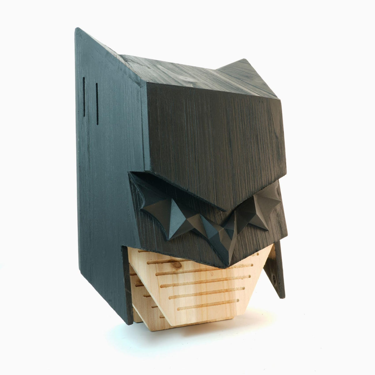 Capruzad bat house front view showing striking caped design and entrance benefit