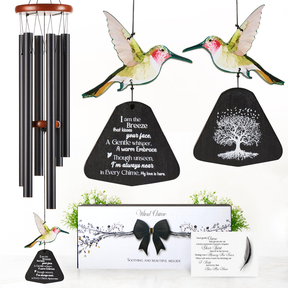 Captain Decor front view of 32 inch wind chime showing elegant black finish and calming presence