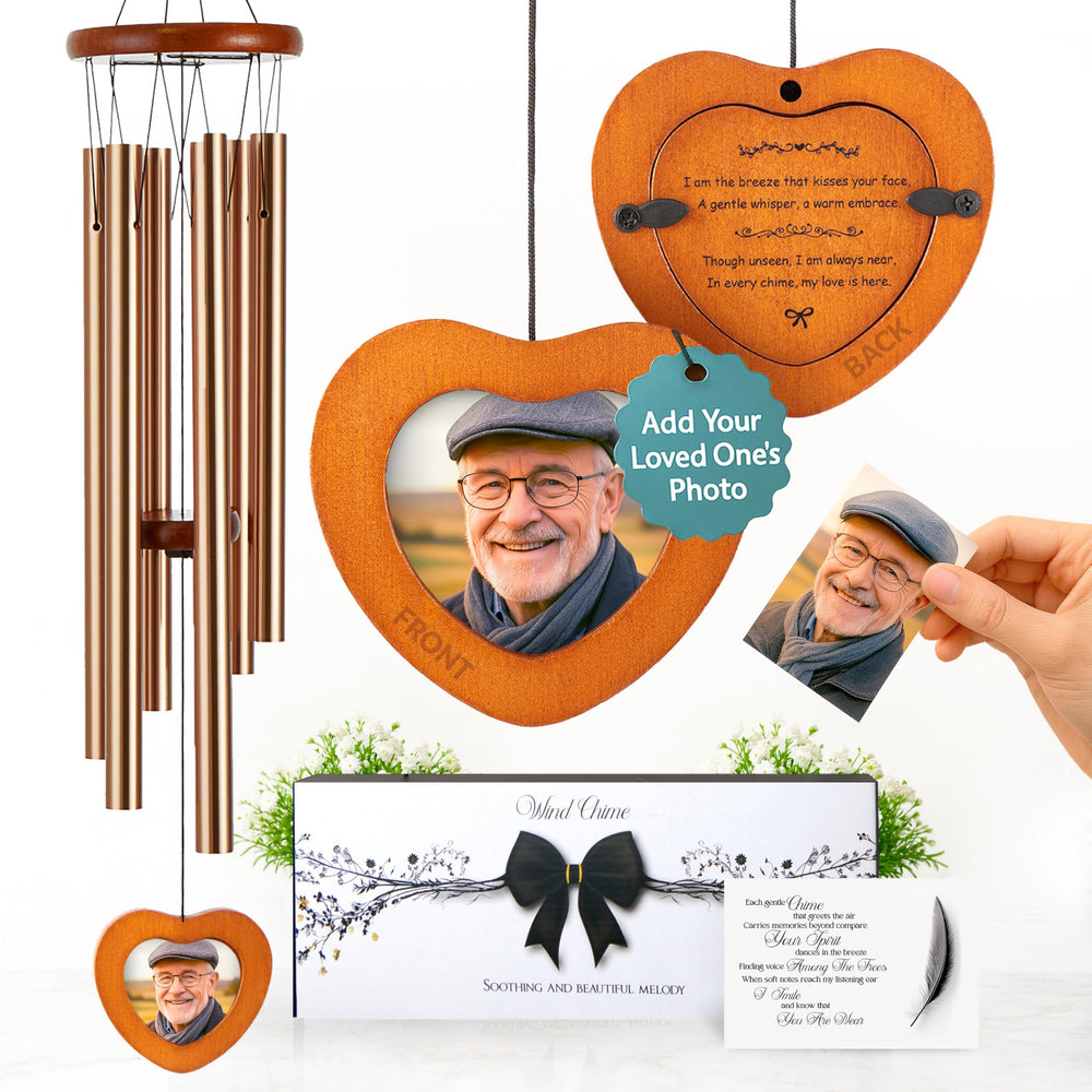 Captain Decor front view showing full packaged memorial wind chime benefits presentation