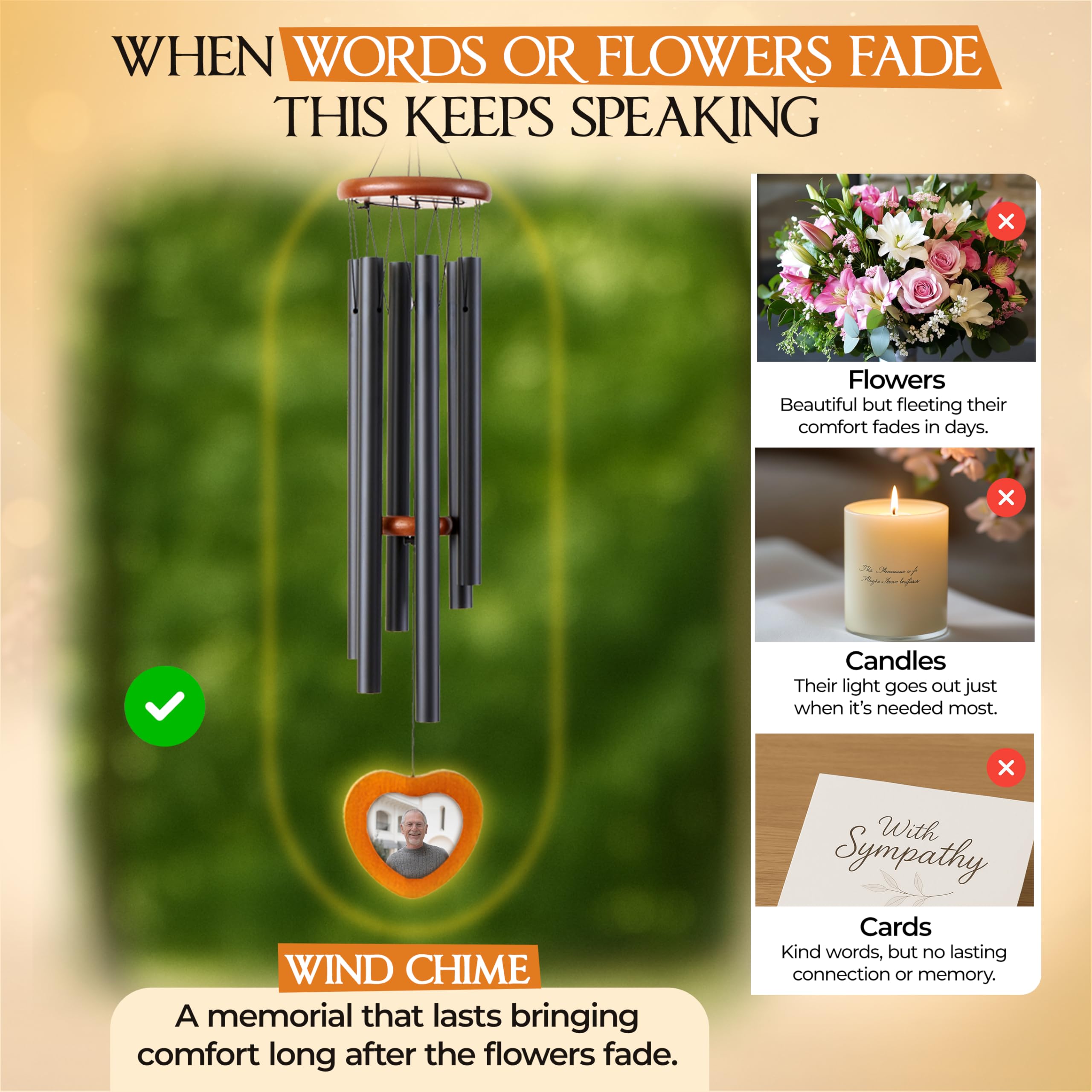 Captain Decor wind chime displayed indoors creating calming remembrance
