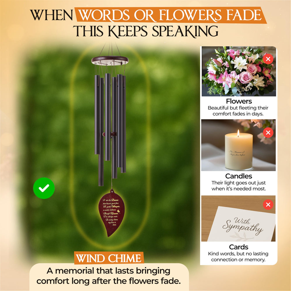 Captain Decor lifestyle porch setting with chime creating a peaceful remembrance atmosphere