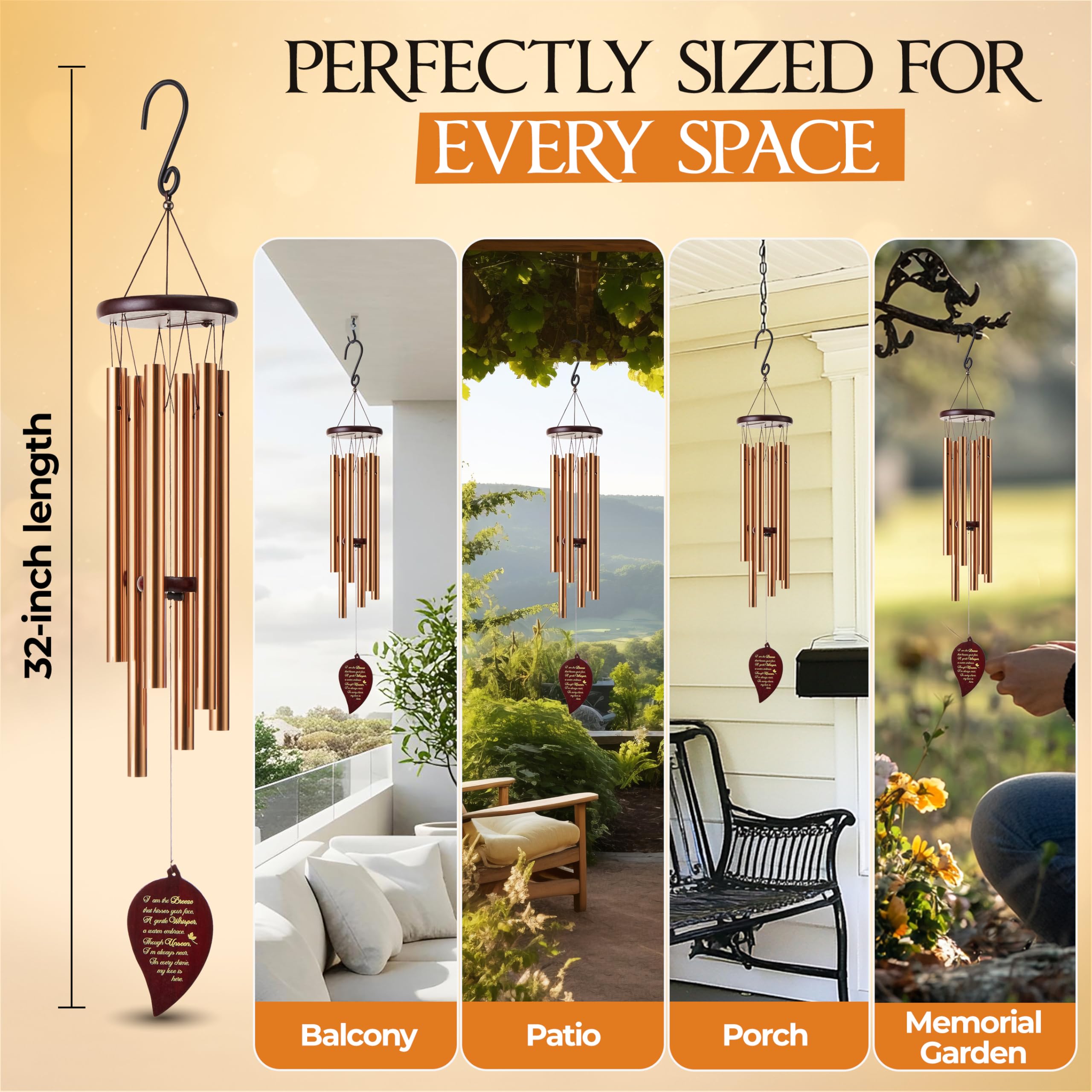 Captain Decor wind chime on a porch evoking a comforting memorial setting